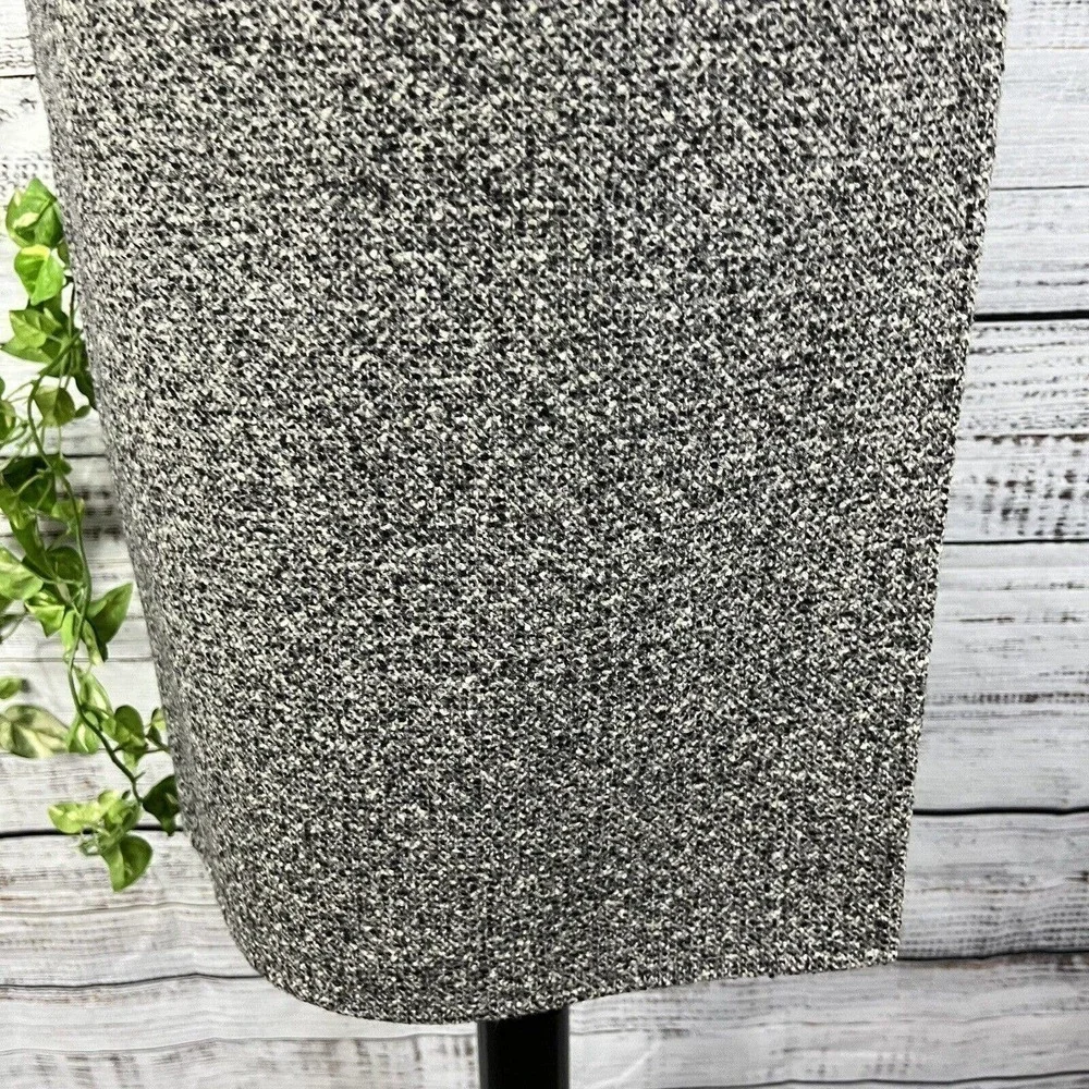 Worth Skirt size 4 Black Gray Wool Tweed Wrap Knee Faux Leather Career Modest